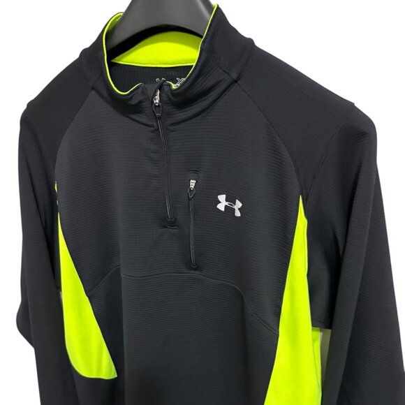 Under Armour Loose Fit 1/4 Zip Pullover Sweater Black Yellow Men's Size XL - Picture 1 of 6